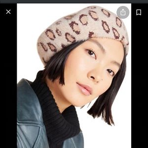 Super soft Leopard print Beret Anthropologie